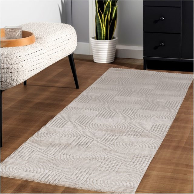 Teppich Kurzflor KADIMA DESIGN ILLER in Beige mit 3D-Design aus Jute, B/T: 80 x 250 cm - Bild 1