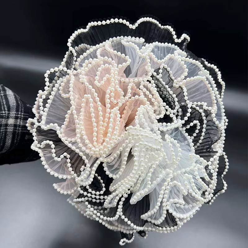 Blumenverpackungspapier aus Wellengarn und Spitze in Weiß, Breite: 28 cm, Länge: 4,5 m - Bild 3