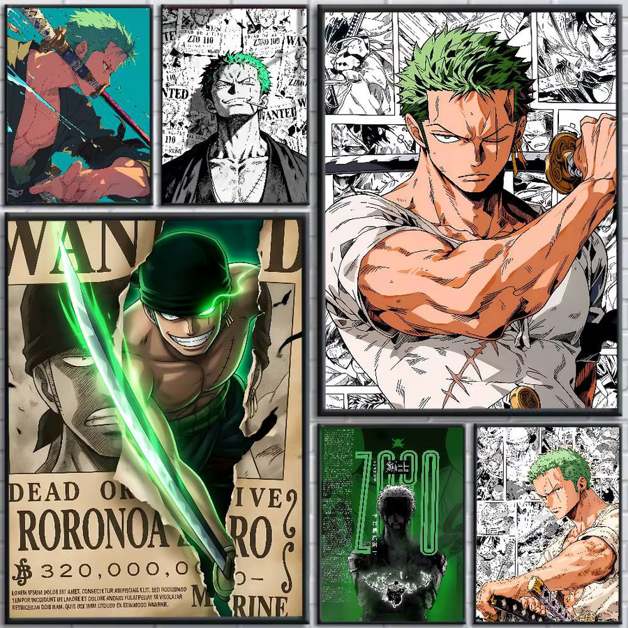 One Piece Roronoa Zoro Wano Arc Anime-Poster von Bandai als HD-Leinwand-Wandkunst in Mehrfarbig - Bild 2