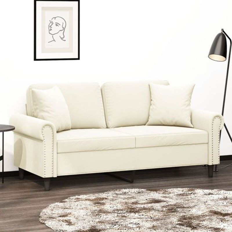 Vidaxl 2-Sitzer-Sofa aus Samt mit Zierkissen in Beige, Breite: 140 cm - Bild 1
