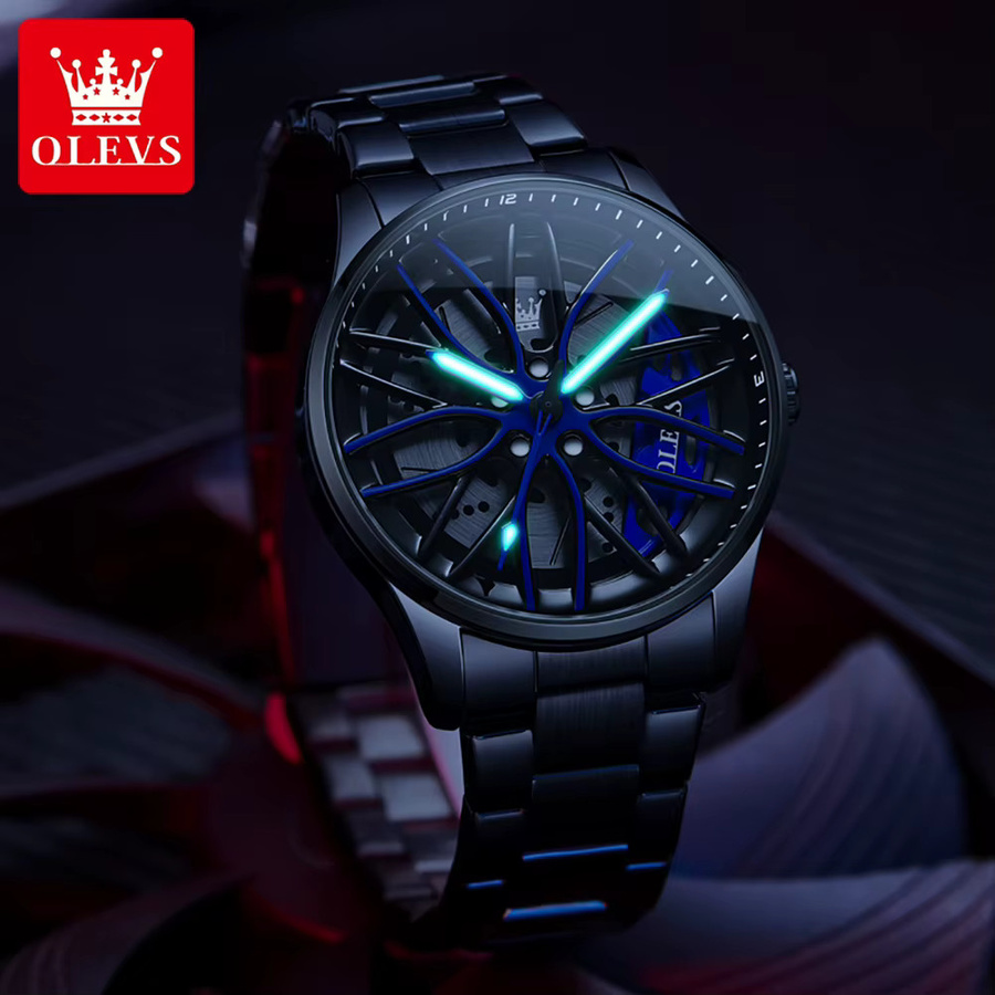 OLEVS Armbanduhr Edelstahl, Quarz, Herren, Black Purple - Bild 5