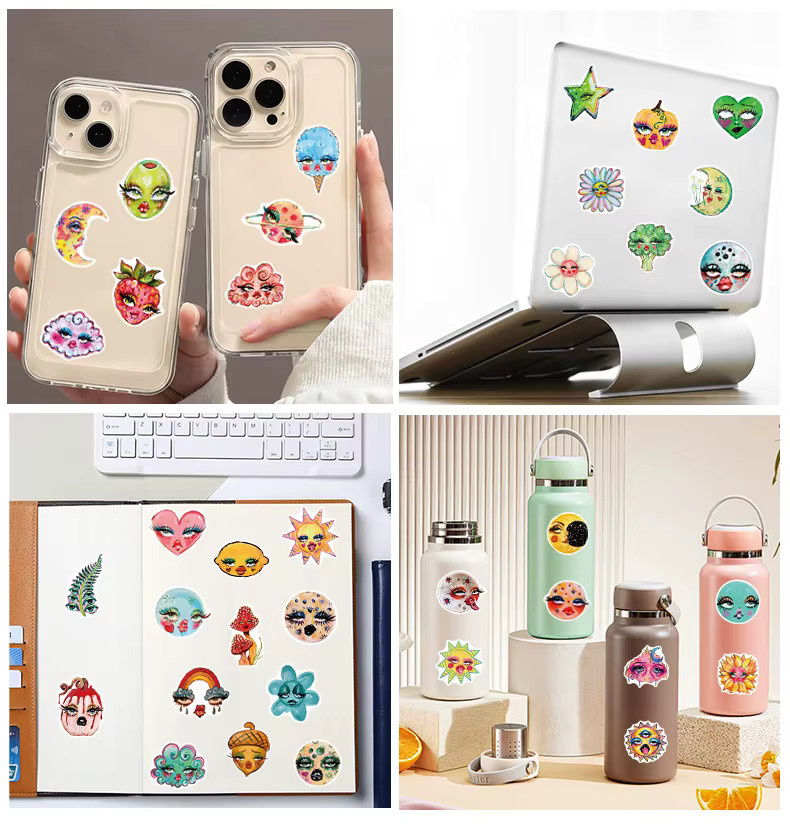 50 Stück Retro Y2K Aufkleber mit lustigen Augen-Motiven in Multicolour für Laptop, Scrapbook und DIY-Projekte - Bild 4