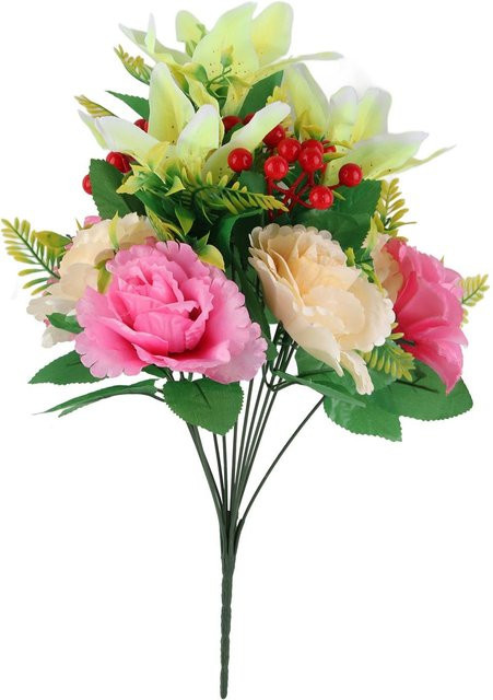 Künstlicher Lilien-Pfingstrosen-Strauß von Tooarts in Beige für Tischdekoration und Hochzeiten - Bild 1