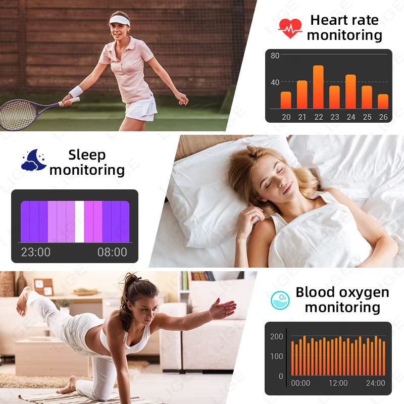LIGE Smartwatch für Damen und Herren mit 2,04 Zoll HD-Display, Bluetooth-Anruffunktion, Herzfrequenz- und Blutsauerstoffmessung, Weiß mit Milanaise-Armband - Bild 5