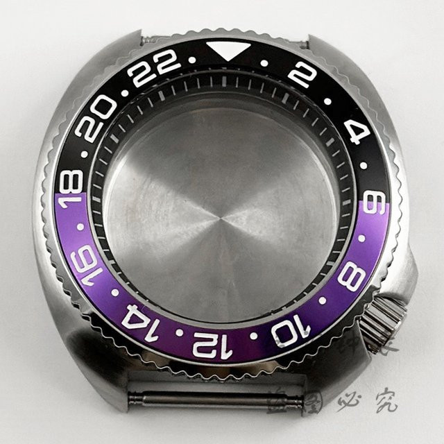 LIYAN Uhrengehäuse Turtle, Edelstahl, Schwarz-lila, 44 mm, Unisex - Bild 1