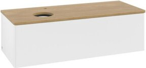 V&B Antao Waschtischunterschrank mit LED-Beleuchtung, Wandmontage, Eiche Honig und Weiß lackiert, B/T/H: 120 x 36 x 50 cm - Bild 1