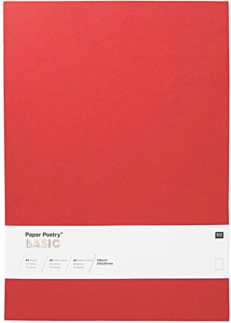 Rico Design Paper Poetry Bogen Basic A4 in Bordeaux, 10 Stück - Bild 1
