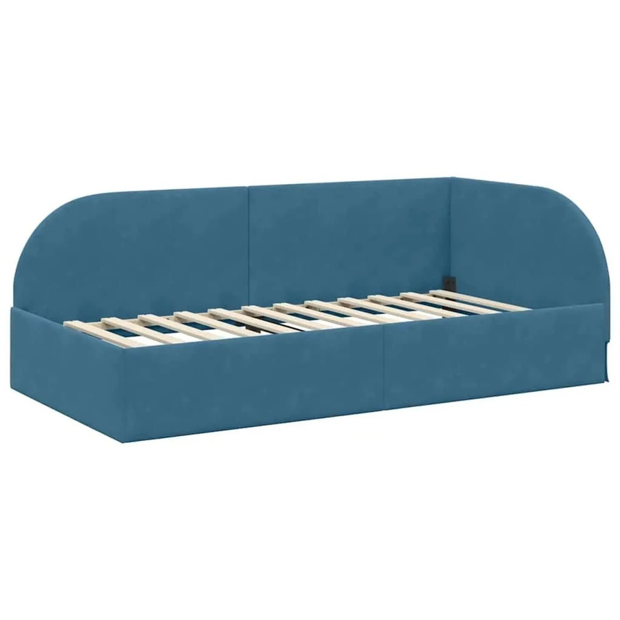 vidaXL Eckbettgestell mit Kopfteil in Blau aus Stoff und Holz, B/T/H: 80 x 200 x 140 cm - Bild 2