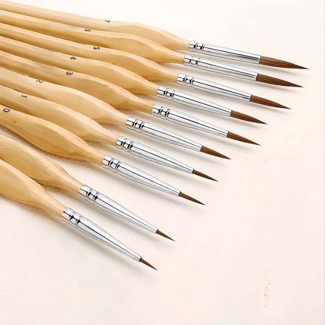 10-teiliges Malpinsel-Set mit rundem Stiel aus Nylon-Filament für Aquarell, Öl und Acryl zum Skizzieren und Punktieren - Bild 1