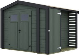 Weka Gartenhaus Killarney Satteldach in Grüngrau lasiert B/T/H: 300 x 300 x 246 cm - Bild 3