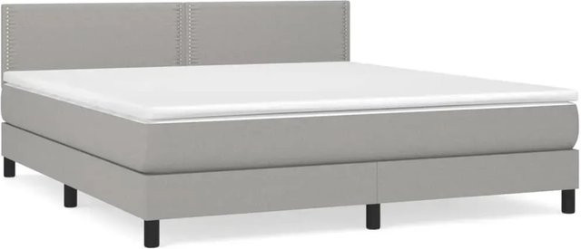 vidaXL Boxspringbett Hybrid mit Matratze und Taschenfedern, Grau, B/T/H: 180 x 200 x 203 cm - Bild 1