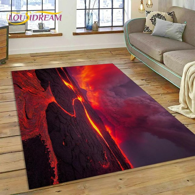 Karpetti Vulkan 3D Lava Magma Teppich, rot, B/T: 70 x 100 cm - Bild 1
