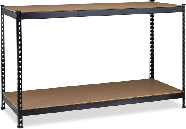 Relaxdays Werkbank aus Stahl und MDF in Schwarz mit 2 Ebenen, B/T/H: 150 x 60 x 92 cm - Bild 1
