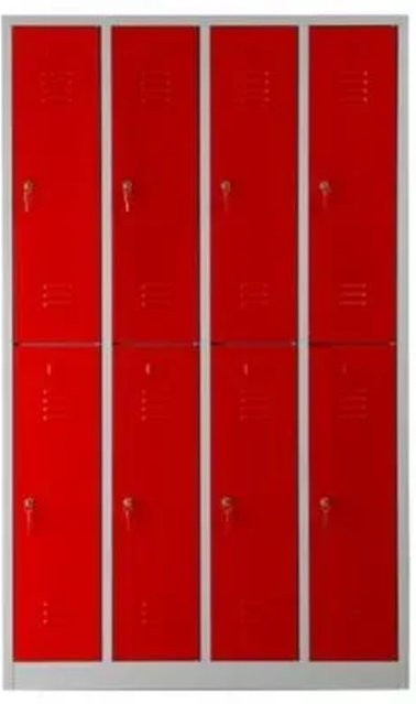 PROREGAL Garderobenspind Camel mit 8 Fächern und Zylinderschloss, Farbe Grau-Rot, H x B x T: 195 x 117 x 50 cm - Bild 1