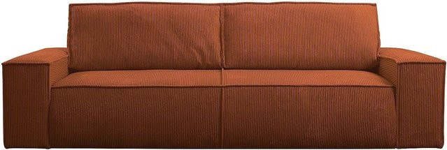 Vente-unique Schlafsofa Amelia in Terracotta mit Cord-Bezug, Breite: 257 cm - Bild 1
