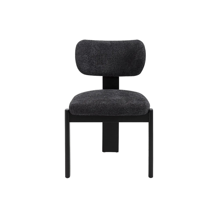 Vente-unique Stuhl Wilana in Schwarz aus Bouclé-Stoff und Kautschukholz, Breite: 56 cm - Bild 2