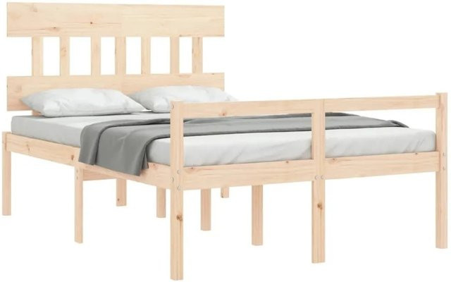 vidaXL Seniorenbett aus massivem Kiefernholz mit Kopfteil, Farbe Braun, B/T/H: 120 x 200 cm - Bild 1