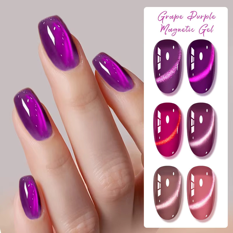 MEET ACROSS Magnetischer Gel Nagellack, Lila, Schimmernd, 7 ml - Bild 2
