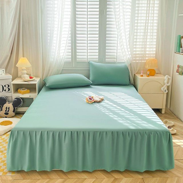 Dreiteiliges Bettwäsche-Set mit Schleifbettvolant und Kissenbezügen, Staubdicht und Anti-Rutsch, B/T/H: 120 x 200 cm - Bild 1