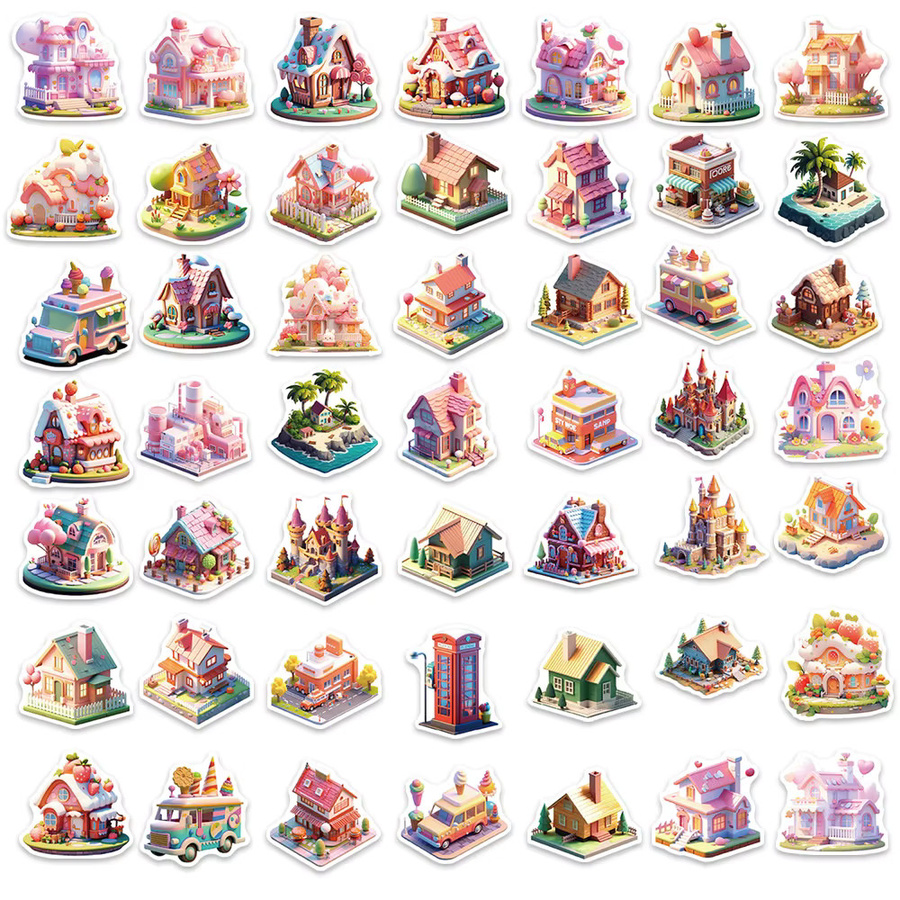 50 Stück BulingBulingStickers Cartoon 3D Miniatur Szene Wasserdichte Graffiti Aufkleber in Multicolour für Handy, Laptop und Schreibwaren - Bild 3