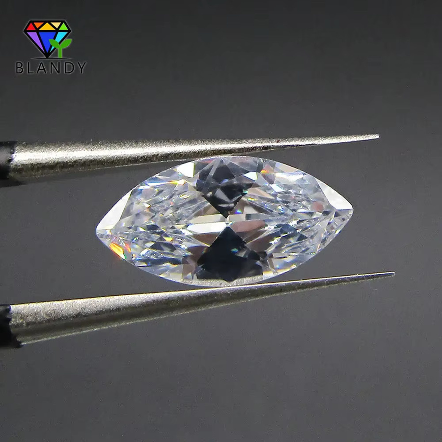 QINGYIGEM Zirkonia Steine, Marquise Cut, Weiß, Unisex - Bild 2