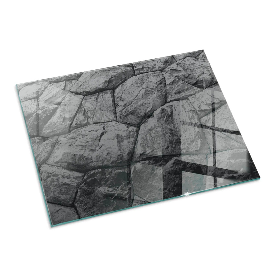 Tulup Glasplatte für Kamin in Grau mit Natursteinmuster, B: 80 cm, H: 60 cm - Bild 2