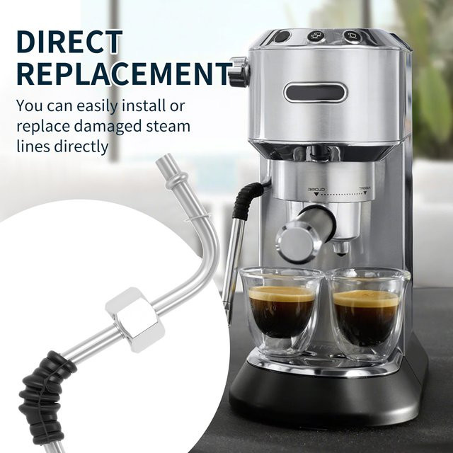 DeLonghi Ersatz-Dampfstab aus Edelstahl mit 2 Düsen in Silber und Schwarz für Kaffeemaschinen 680/685 - Bild 1