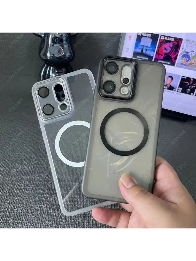 Transparente magnetische TPU-Schutzhülle für OPPO Reno 14F 14 Pro 13F 13 Pro A5 A5X A5i Pro A5M mit All-Inclusive-Objektivschutz in Lila - Bild 3
