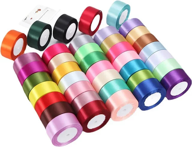 Merylover Satinband Set für DIY Bastelarbeiten, Hochzeit und Weihnachtsdekoration, Farben: Grün und Mehrfarbig, Rollenlänge: 25 Yards, Breite: 6 mm bis 50 mm - Bild 1