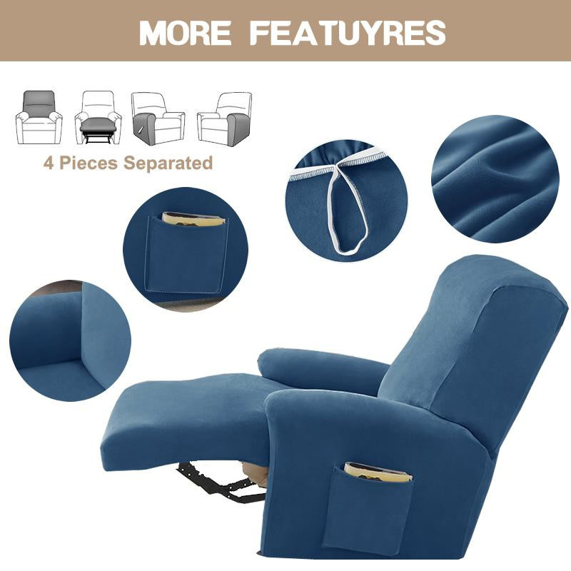 Yiran Furniture Elastischer Sesselbezug aus Samt in Blau für 1-Sitzer Einzelsessel - Bild 1