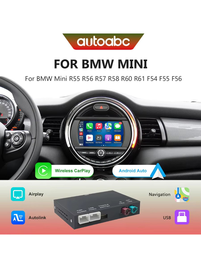AUTOABC Drahtloses CarPlay und Android Auto Interface für BMW und MINI mit NBT/CIC System inklusive Rückfahrkamera in Schwarz - Bild 6