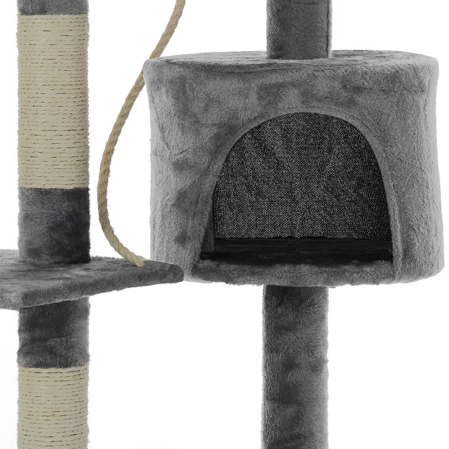 Cadoca Kratzbaum Silbergrau mit Höhle und Spielzeug aus Sisal und Plüsch, Höhe: 112 cm - Bild 2