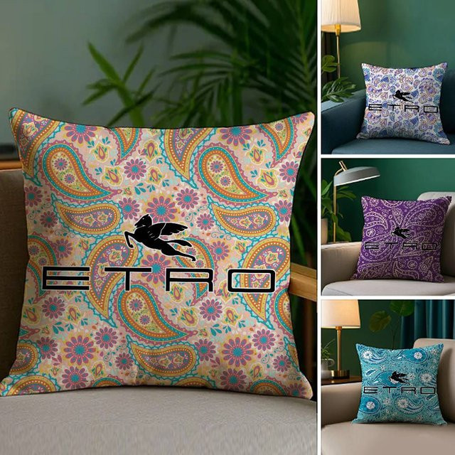 E-Etro Kissenbezug aus weichem Plüschstoff mit floralem Design in Multicolour, B/H: 30 x 30 cm - Bild 1