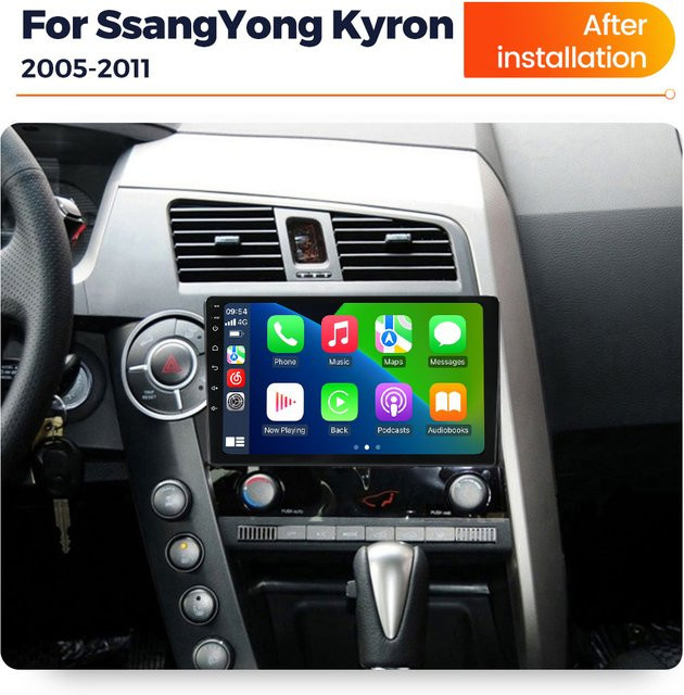 NaviFly Carplay Android All-In-One-Autoradio für Ssangyong Actyon Kyron 2005–2011 mit GPS, 32G, Schwarz, 2Din-Stereoanlage - Bild 1