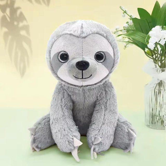 Kidsly Faultier Simulations Plüschtier, Langarm Faultier Puppe, Schlafkissen, 25cm, grau - Bild 1