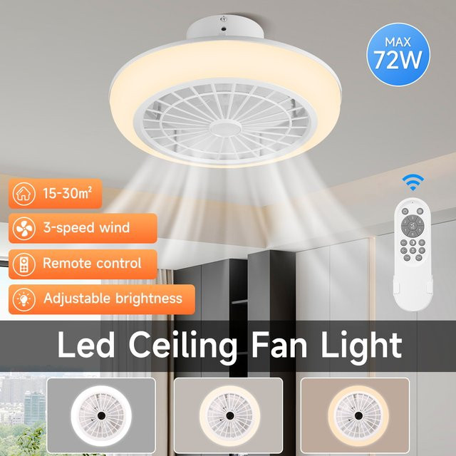 CANMEIJIA LED Deckenventilatorlampe mit Fernbedienung, dimmbar, Weiß, E27 Fassung, 30 W - Bild 1