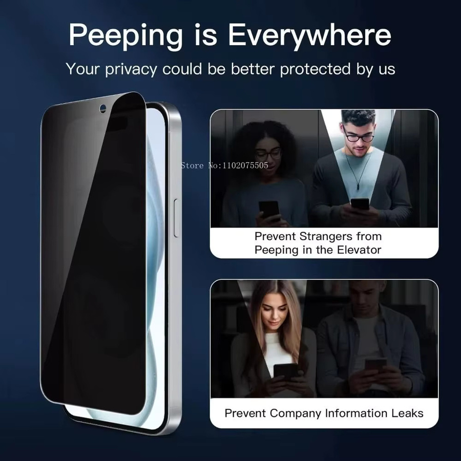 4-in-1 Schutzset für iPhone mit 2 Stück Full Cover Privatsphäre Panzerglas und 2 Stück Kameraschutz, transparent - Bild 5