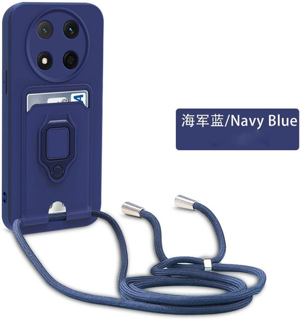 Xiaomi Redmi Note 14 Pro Plus 5G / Redmi Note 14 Pro 5G / 4G Crossbody Handyhülle mit Kordel Lanyard, Ringhalter und Kartenfächer in Blau, Grün oder Rot - Bild 1