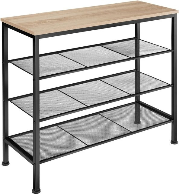 tectake Schuhregal Industrial Style aus Holz und Stahl in Schwarz und Braun, B/T/H: 80,5 x 30,5 x 72,5 cm - Bild 2