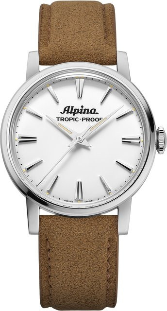Alpina Armbanduhr Automatik, Edelstahl, 34 mm, Textil/NATO, Weiß, Unisex - Bild 1