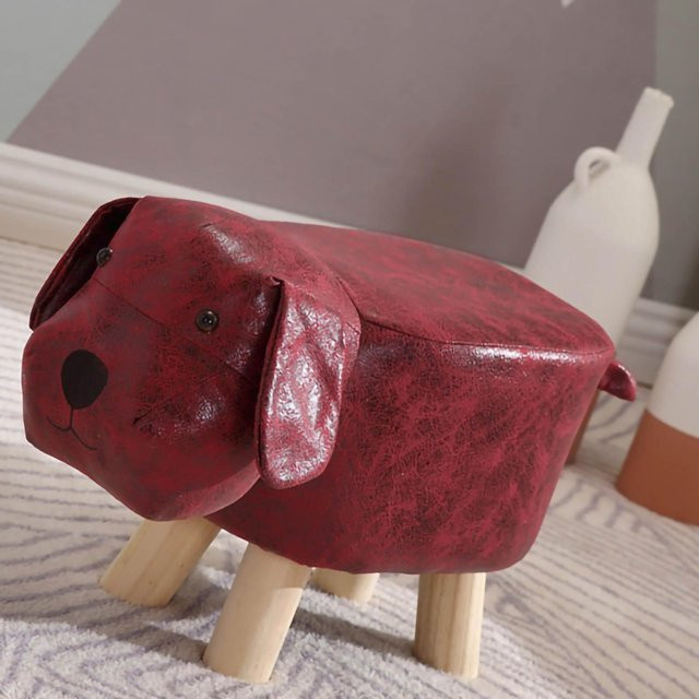 Aimo Kinderhocker aus Holz in Hundefigur-Form, Rot - Bild 1