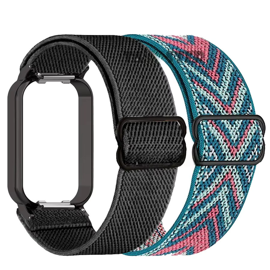 Elastisches Nylon-Armband für Xiaomi Smart Band 9 Aktive und Redmi Band 3 in Grün und Multicolour - Bild 2