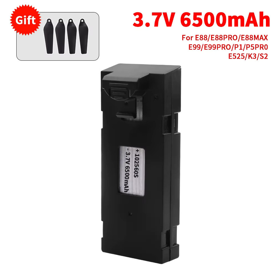 Jiaojiren RC Drohnen Akku 3,7 V 6500 mAh in Schwarz für E88 E88PRO E99 P1 K3 LsE525 E525 PRO Mini UAV Drohnen - Bild 6