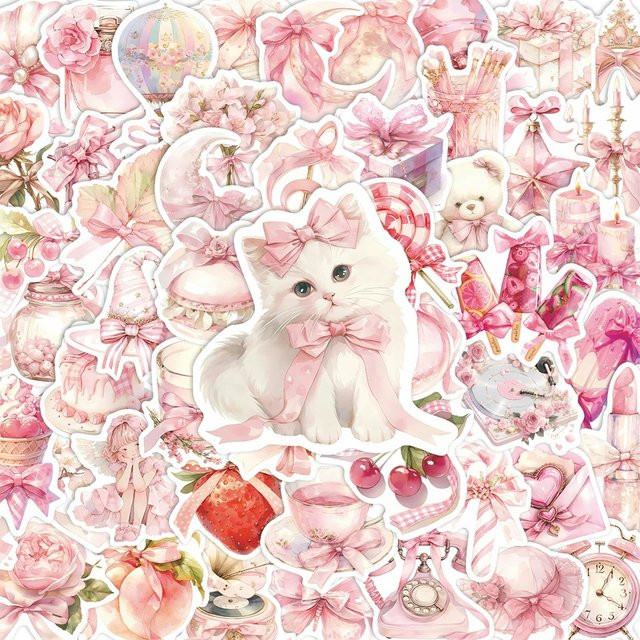 Charile Cartoon Rosa Ästhetische Mädchen-Aufkleber, pink, Paper - Bild 1
