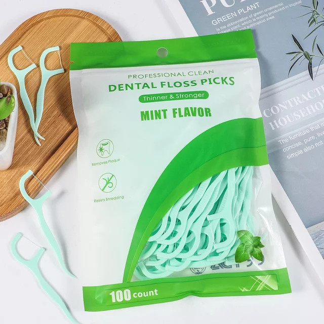 RUZOFO Pfefferminz-Dentalfloss-Sticks, 100-500 Stück, Einweg-Zahnseide - Bild 1