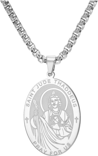 LIKGREAT Halskette St. Judas Thaddäus, Edelstahl, Weiß, Unisex - Bild 1