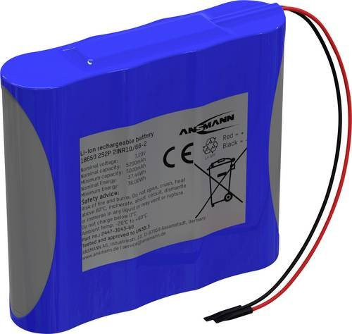 Ansmann 2S2P Akkupack 7.2V 5200mAh mit 4x 18650 Li-Ion Zellen in Blau - Bild 1