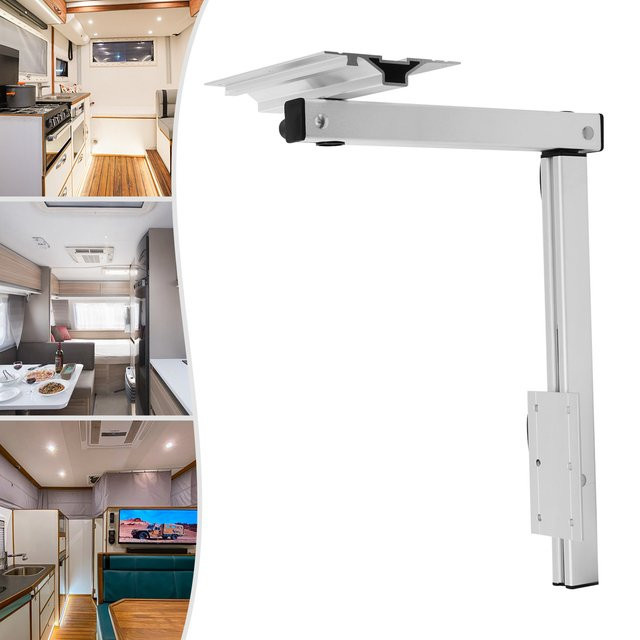 Bymaocar Teleskop-Tischbein aus Aluminiumlegierung für Yachten und RV, silberfarben, mit Tischträgerplatte und 360 Grad Schwenkfunktion - Bild 1