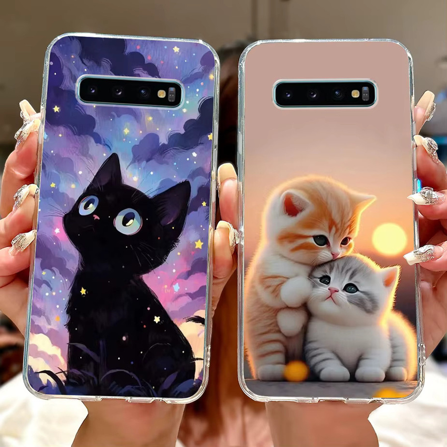 Samsung Galaxy S10, S10e und S10 Plus Schutzhülle aus weichem Silikon mit Katzen-Design in Multicolor - Bild 2