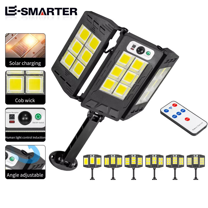 ESMARTER Solar-LED-Gartenleuchte mit Bewegungssensor und Fernbedienung, COB-Technologie, Schwarz - Bild 2